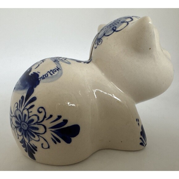 Vtg Delft Blue White Ceramic Hand Painted Piggy Bank Pig Holland Windmill Gift - Picture 12 of 16